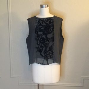 Bergdorf Goodman Beautiful silk blend burn out pattern sz L sleeveless top